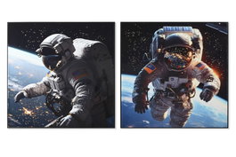 DKD Home Decor Set de 2 Cuadros Lienzo Astronauta 100x100 cm
