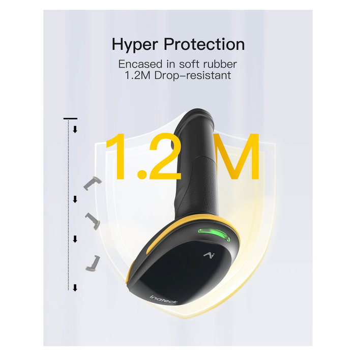Inateck BCST-36 Lector de Códigos de Barras Portátil 2D Inalámbrico Bluetooth USB Negro