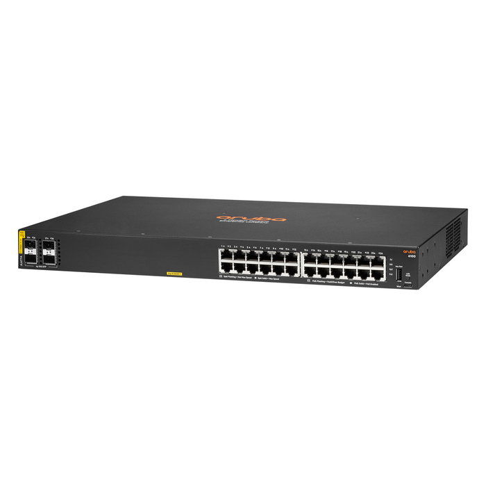 HPE Aruba Networking CX 6100 Switch 24 puertos Gigabit PoE+ 370W 4xSFP+ L3 Gestionado Rack 1U - JL322A
