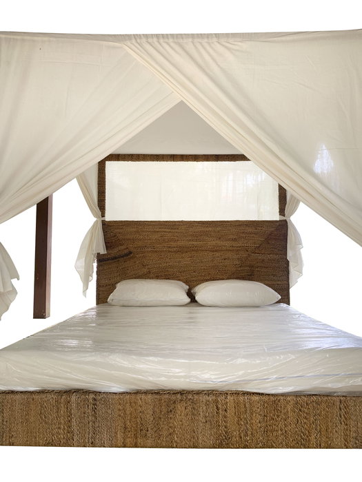 DKD Home Decor Cama Banana 1c25 188 x 198 x 209 cm Fibra de banana y Teca