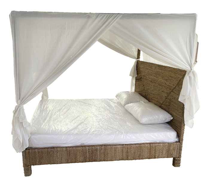 DKD Home Decor Cama Banana 1c25 188 x 198 x 209 cm Fibra de banana y Teca