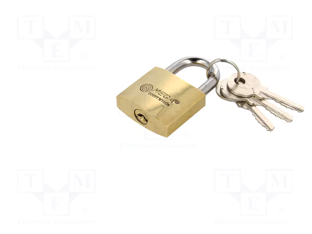 MEGA Candado de arco de latón de 32mm con 3 llaves
