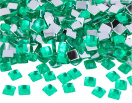 Innspiro Gemas decorativas acrílicas cuadradas verdes 8x8mm, 2000u. aprox.