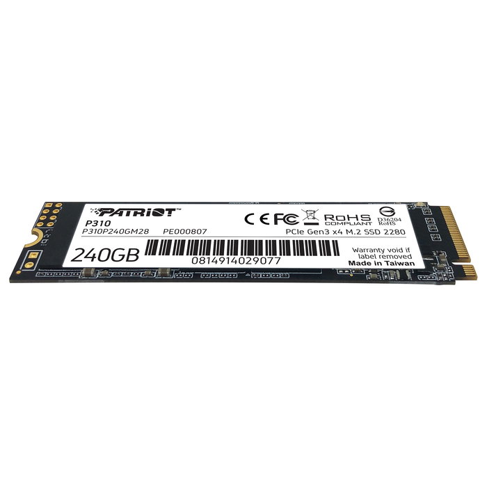 Patriot SSD M.2 P310 240 GB PCIe 3.0 x4 NVMe 1.3 2280 Velocidad Lectura 1700 MB/s