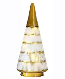 DKD Home Decor Decoración Luminosa de Cristal LED Árbol Dorado