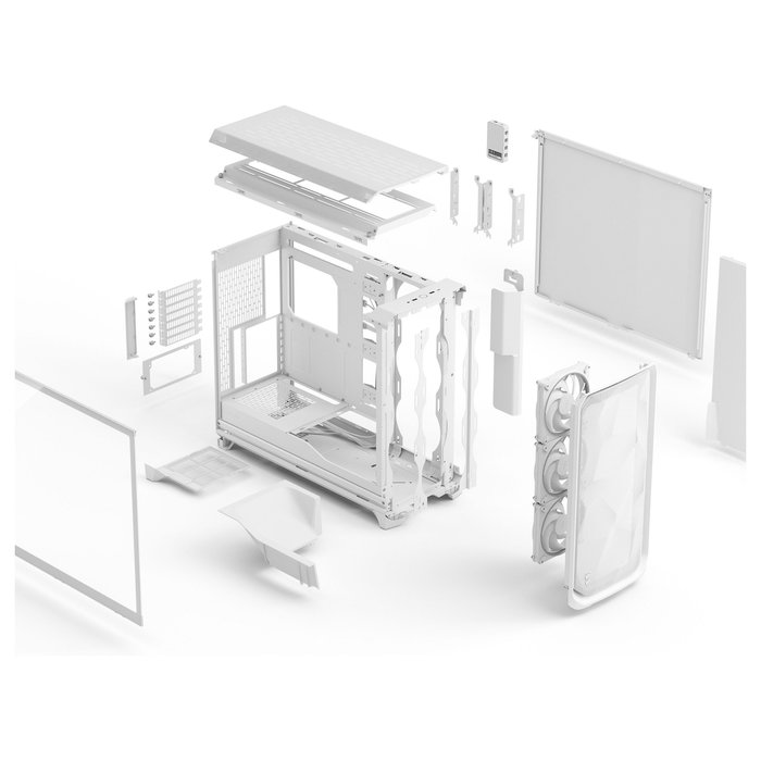 Fractal Design Meshify 3 XL Ambience Pro RGB White TG Light Tint - Caja de PC Blanca con Panel de Vidrio Templado e Iluminación