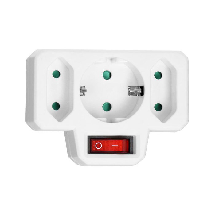 ORNO Regleta de enchufe 3 tomas con interruptor, 1 Schuko y 2 Europeas, ORAE13191(GS)