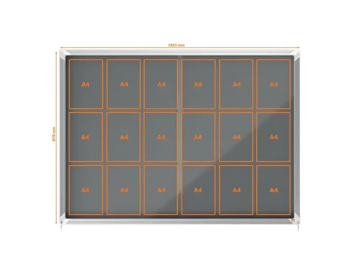 Nobo Vitrina de anuncios Premium Plus con puertas correderas y fieltro gris 18xA4 Nobo Vitrina de anuncios Premium Plus con puertas correderas y fieltro gris 18xA4