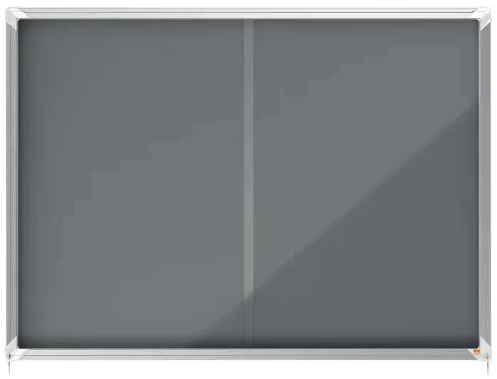 Nobo Vitrina de anuncios Premium Plus con puertas correderas y fieltro gris 18xA4 Nobo Vitrina de anuncios Premium Plus con puertas correderas y fieltro gris 18xA4