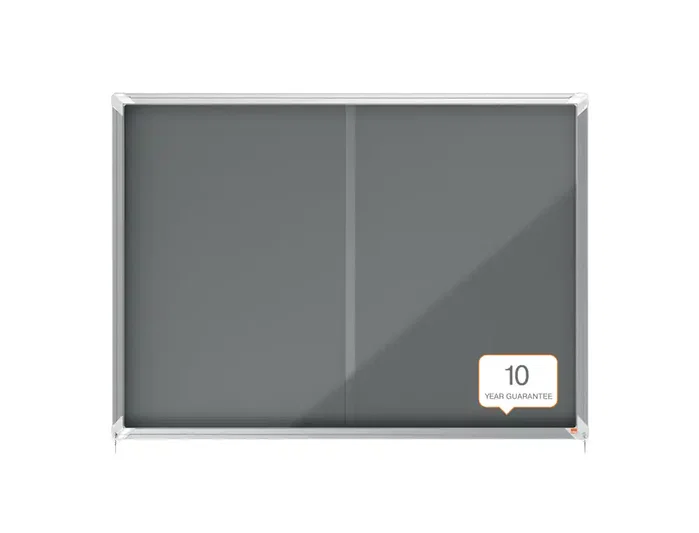 Nobo Vitrina de anuncios Premium Plus con puertas correderas y fieltro gris 18xA4 Nobo Vitrina de anuncios Premium Plus con puertas correderas y fieltro gris 18xA4