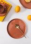 Hermia CTT0025 Plato para Servir Tartas, Porcelana, Terracota, 21 x 21 x 1 cm