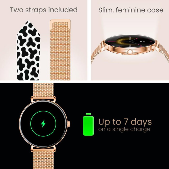 Forever Smartwatch Lucca SB-370 Oro Rosa con Correa Moteada