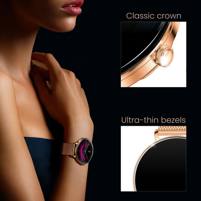 Forever Smartwatch Lucca SB-370 Oro Rosa con Correa Moteada