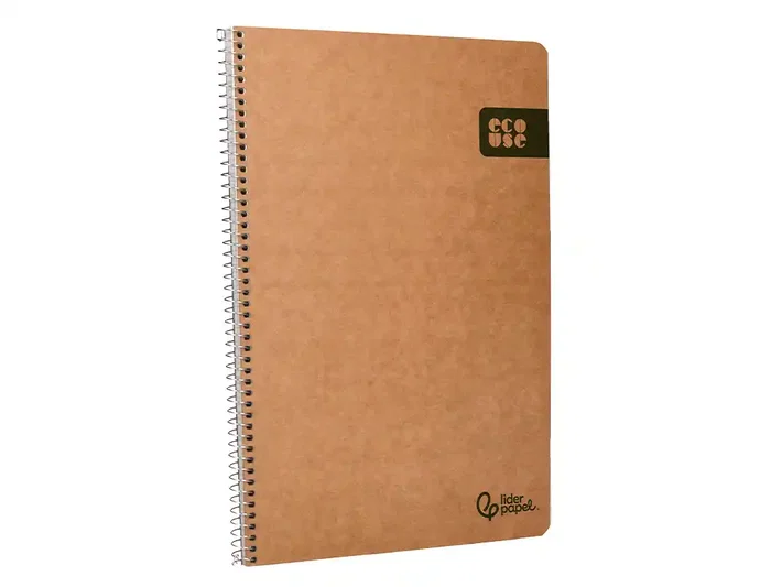 Liderpapel Cuaderno espiral A4 Ecouse tapa cartulina kraft 80 hojas papel reciclado 80gr cuadro 4mm con margen