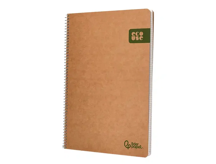 Liderpapel Cuaderno espiral A4 Ecouse tapa cartulina kraft 80 hojas papel reciclado 80gr cuadro 4mm con margen