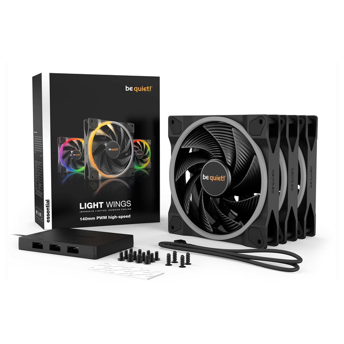 Be Quiet! LIGHT WINGS 140mm PWM high-speed ARGB Triple-Pack Ventilador 14 cm Negro 2200 RPM 4 Pines Be Quiet! LIGHT WINGS 140mm PWM high-speed ARGB Triple-Pack Ventilador 14 cm Negro 2200 RPM 4 Pines