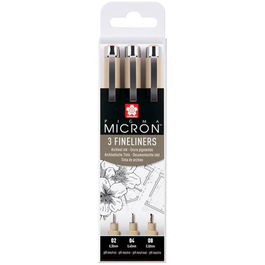 Talens Pigma Micron Rotuladores Permanentes Fineliner Estuche 3 Negro