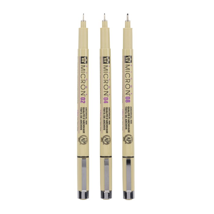 Sakura Pigma Micron Estuche de 3 Rotuladores Negros 0.2, 0.4, 0.8 mm
