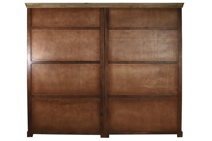 DKD Home Decor Estantería Tradicional de 8 Puertas y 22 Estantes, Mango y Metal, Color Natural, 38 x 221 x 248 cm (L x A x An)