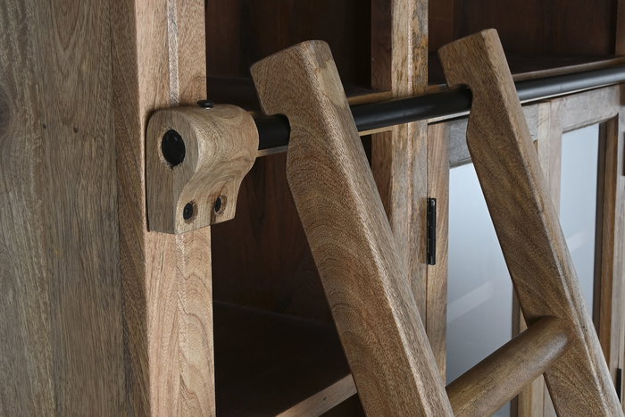 DKD Home Decor Estantería Tradicional de 8 Puertas y 22 Estantes, Mango y Metal, Color Natural, 38 x 221 x 248 cm (L x A x An)