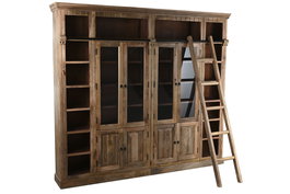 DKD Home Decor Estantería Tradicional de 8 Puertas y 22 Estantes, Mango y Metal, Color Natural, 38 x 221 x 248 cm (L x A x An)