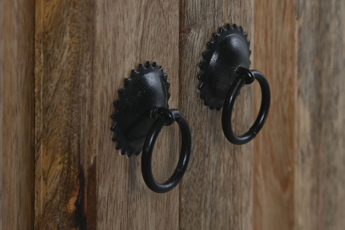 DKD Home Decor Estantería Tradicional de 8 Puertas y 22 Estantes, Mango y Metal, Color Natural, 38 x 221 x 248 cm (L x A x An)