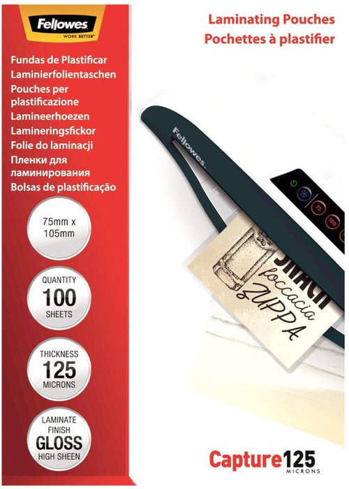 Fellowes Fundas de plastificar Capture 75x105 mm 125 micras Brillo