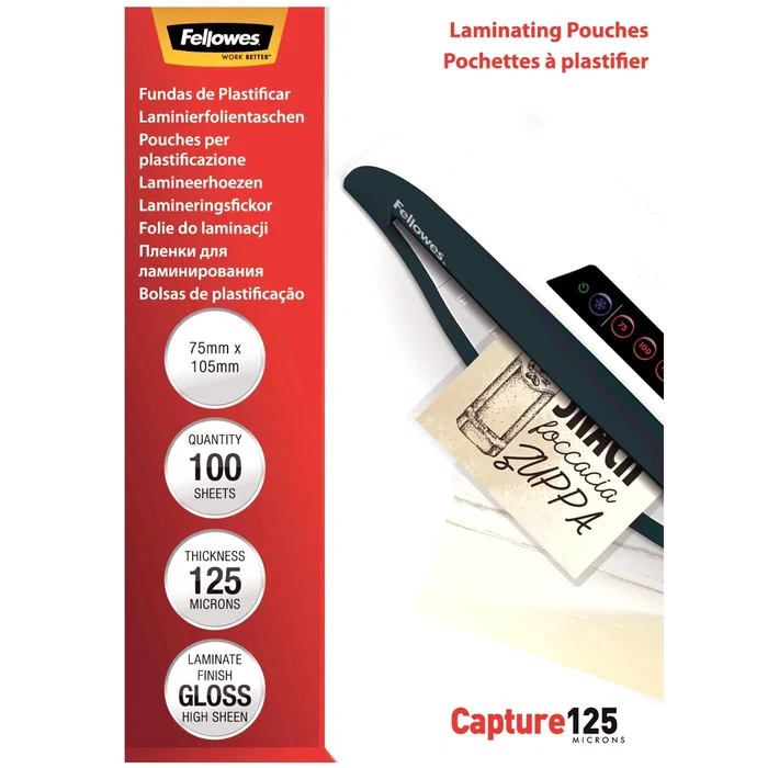 Fellowes Fundas de plastificar Capture 75x105 mm 125 micras Brillo