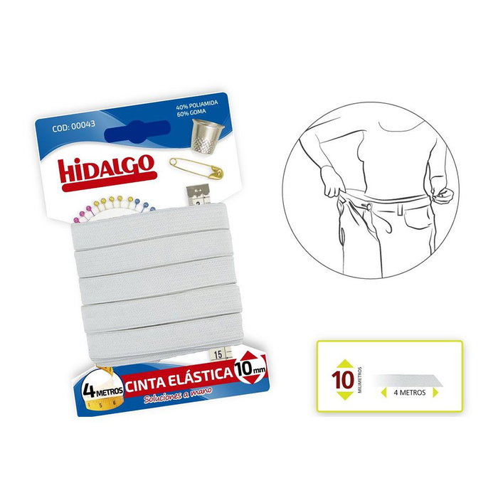 Hidalgo Cinta Elástica Blanca 10mm x 4m Hidalgo Cinta Elástica Blanca 10mm x 4m