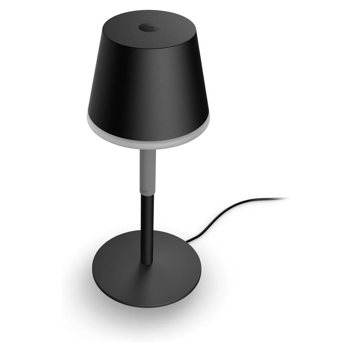 Philips Hue Go Lámpara de Mesa Inteligente LED Portátil Bluetooth/Zigbee, Blanco y Color Regulable, Negro, 530 lm, IP20/IP54