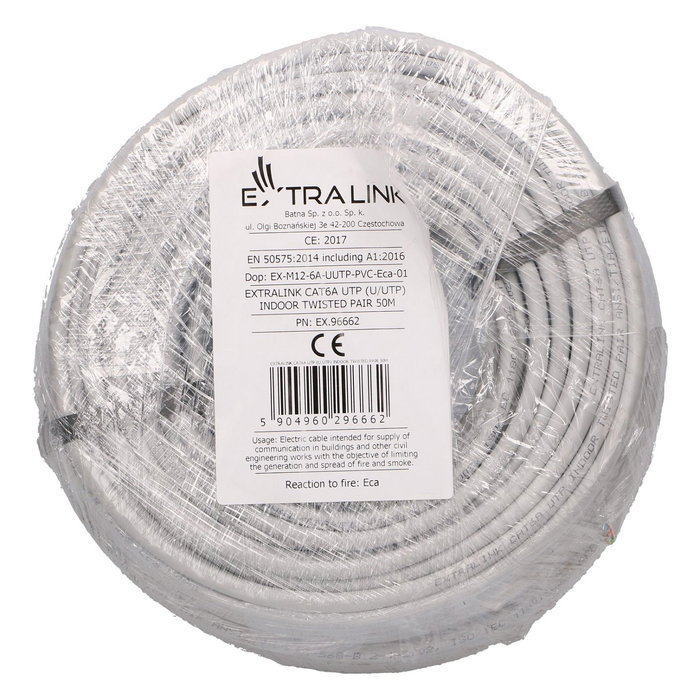 Extralink Extralink EX.96662 Cat6A U/UTP Indoor Network Cable 50m Extralink Extralink EX.96662 Cat6A U/UTP Indoor Network Cable 50m