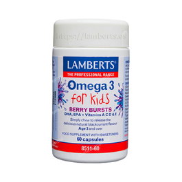 LAMBERTS Omega 3 Niños 60 Cap. con DHA 100mg y EPA 14mg, Complemento Alimenticio para Infantil