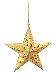 DKD Home Decor Decoración Colgante de Metal Estrella Dorada