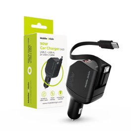 Mobile Origin CA22 Cargador de Coche 90W USB-C + USB-A con 2 cables de 60cm
