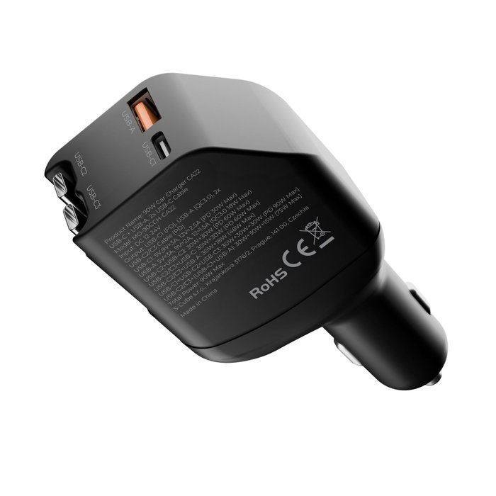 Mobile Origin CA22 Cargador de Coche 90W USB-C + USB-A con 2 cables de 60cm