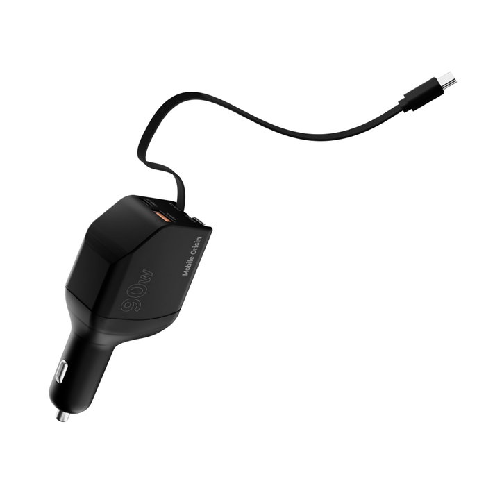 Mobile Origin CA22 Cargador de Coche 90W USB-C + USB-A con 2 cables de 60cm