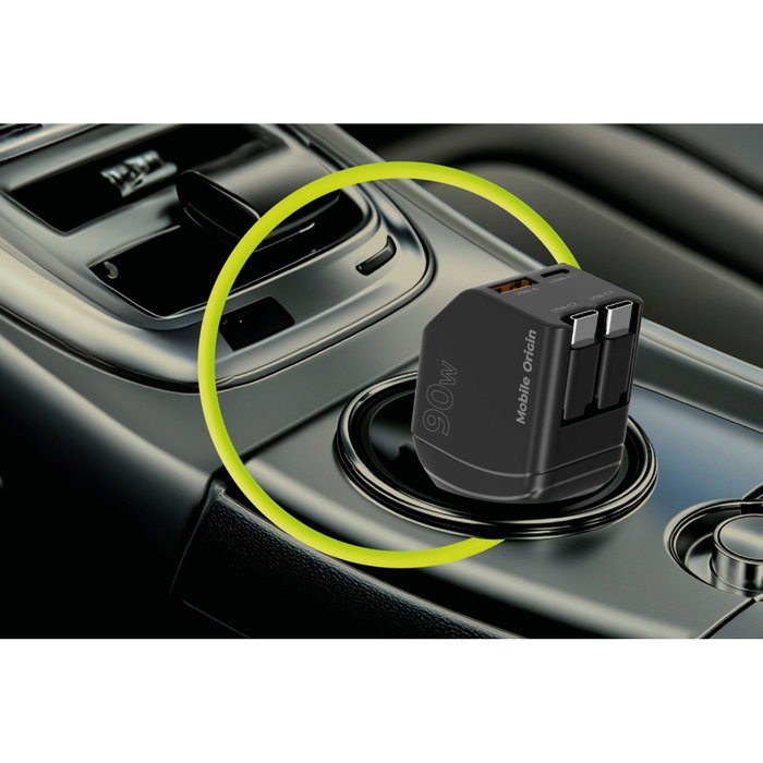 Mobile Origin CA22 Cargador de Coche 90W USB-C + USB-A con 2 cables de 60cm