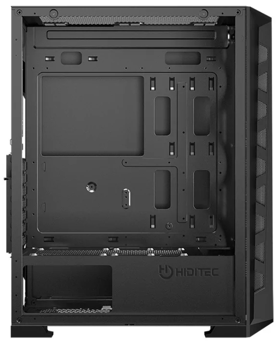 Hiditec MH12 Torre Negro, Chasis ATX E-ATX Micro ATX, USB Type-C, Panel de Vidrio Templado, Iluminación ARGB, Refrigeración Optimizada