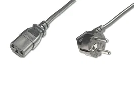 Digitus AK-440100-018-S Cable de Alimentación CEE7/7 a IEC C13 90º, 1.8m Negro, Probado VDE, para PC/Monitor