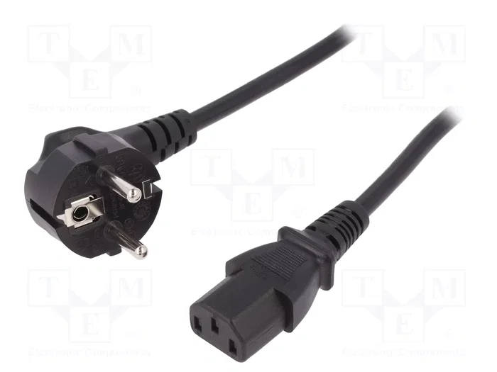 Digitus Cable de alimentación CEE 7/7 90° a C13, 1,8 m, Negro