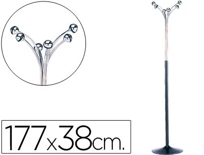 Sie Perchero metálico pie 6 colgadores negro/cromado 38 x 177 cm Sie Perchero metálico pie 6 colgadores negro/cromado 38 x 177 cm