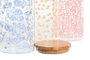 DKD Home Decor Bote Shabby Azul Rosa Borosilicato Bambu Cierre Hermetico 1400ml 10x10x22cm (12 Unidades)