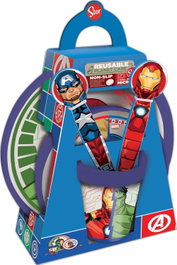 Vengadores Set Premium Bicolor Antideslizante 5 Piezas Comida Infantil Vajilla Plástico Alimentario Libre BPA CZ11304