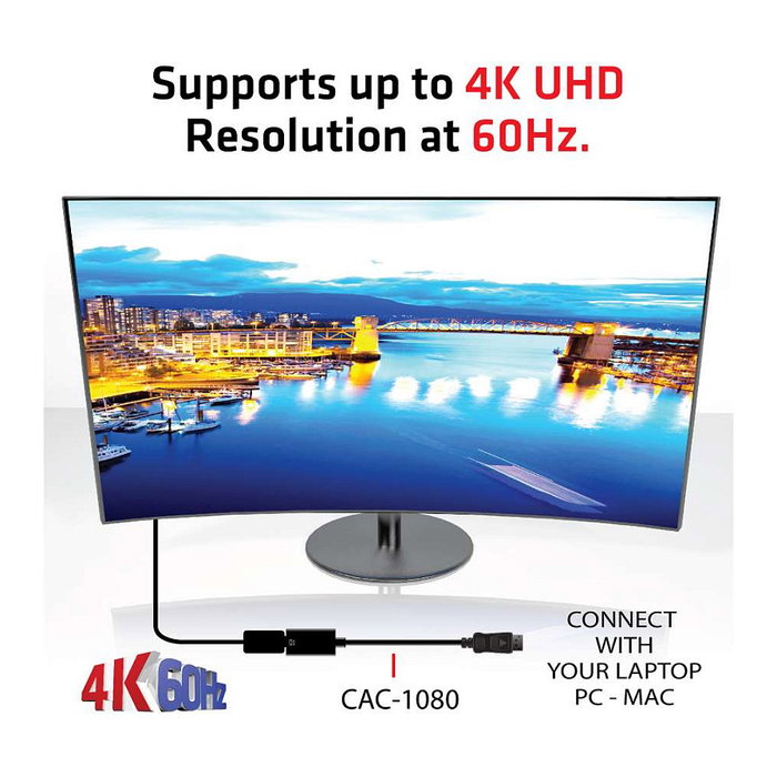 Club3D Adaptador Activo DisplayPort 1.4 a HDMI 2.0b 4K 60Hz HDR, Negro