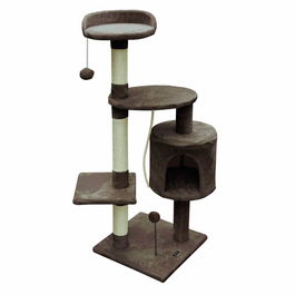 Gloria Cat Tree Volga Marrón Claro con Plataformas, Cueva y Postes de Sisal para Gatos