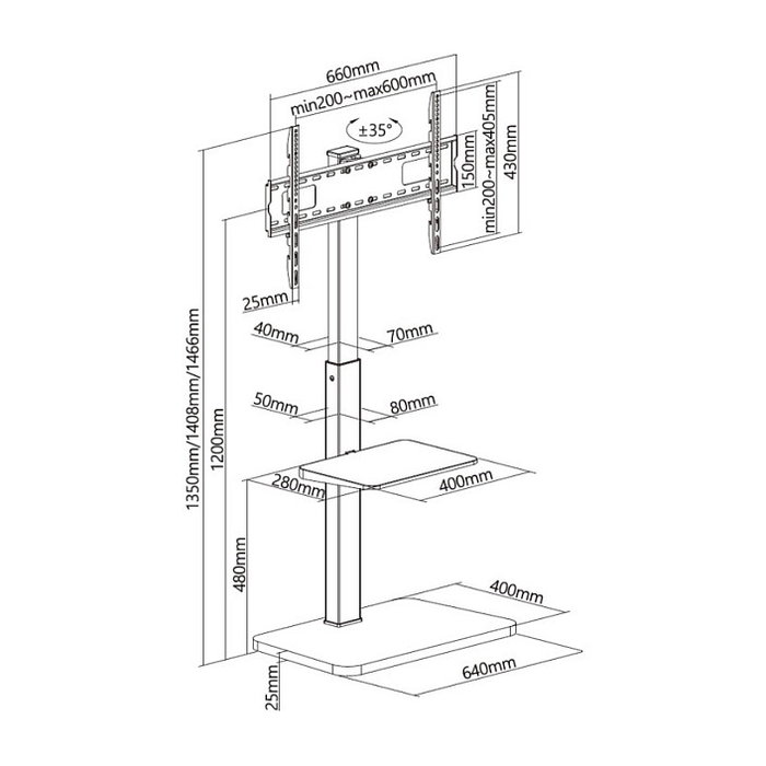 Equip 650613 Soporte de Suelo para TV 37-75 Pulgadas Negro Equip 650613 Soporte de Suelo para TV 37-75 Pulgadas Negro