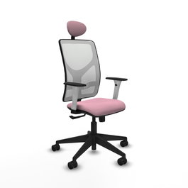 PIQUERAS Y CRESPO Silla de oficina Motilla Rosa y Blanco con mecanismo Sincro