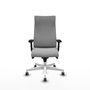 Sillón Albacete con mecanismo Sincro tapizada con Tela color Gris claro. Equipado con Base poliamida blanca, Brazos 2D y Ruedas 65 mm parqué