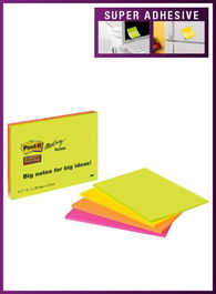 Taco Notas Post-It 3Xl Super Sticky 203X152 Colores Neon Pack De 4