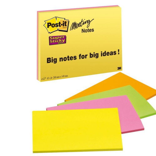 Post-it Notas Super Sticky 3XL Colores Neón Pack de 4 Post-it Notas Super Sticky 3XL Colores Neón Pack de 4